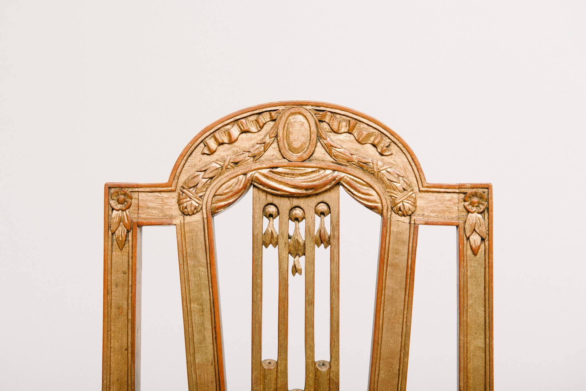 Wood 19th Century Neoclassical Style Giltwood Music Chair