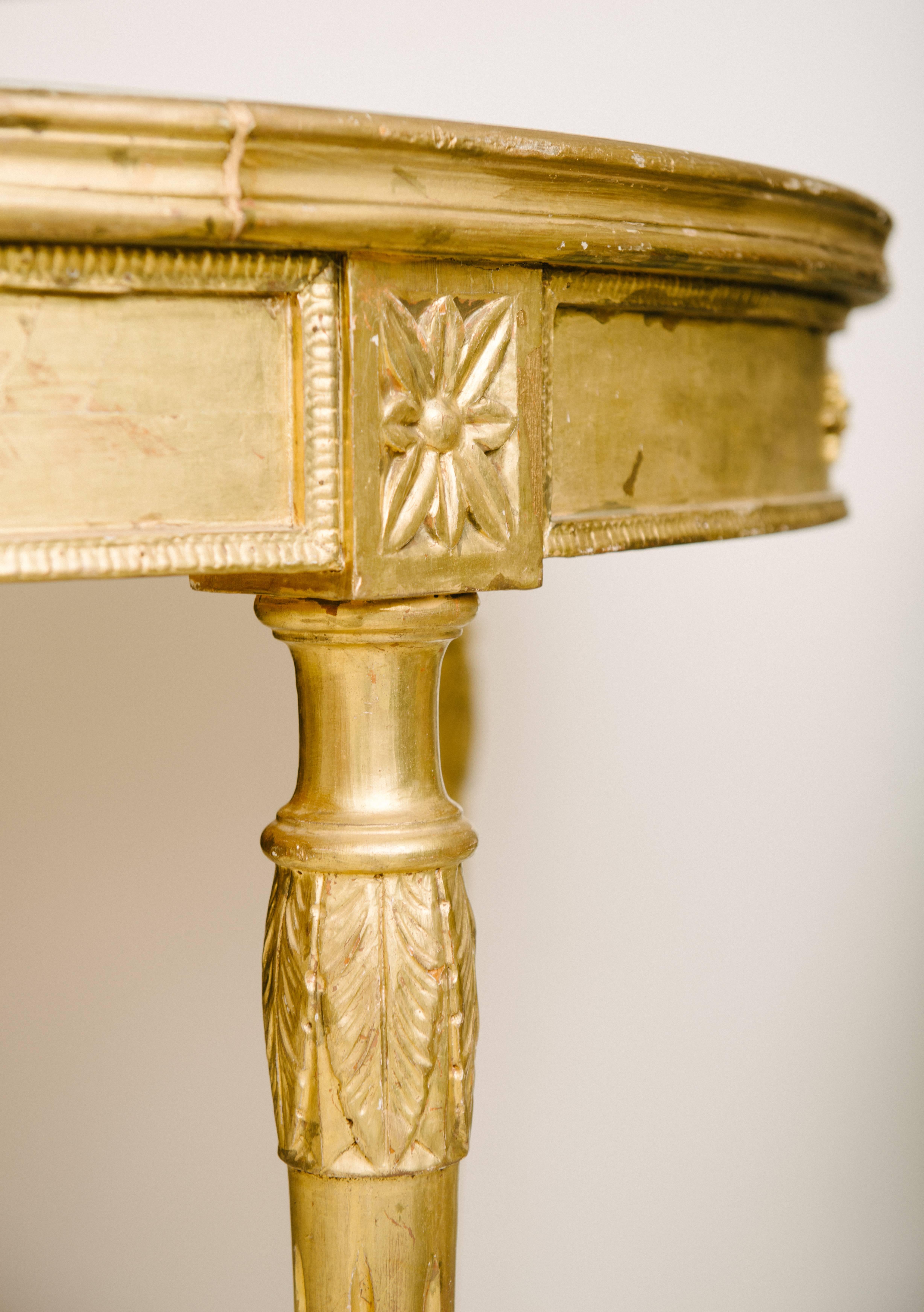 Late 19th Century 19th Century Italian Louis XVI Style Giltwood Center Table