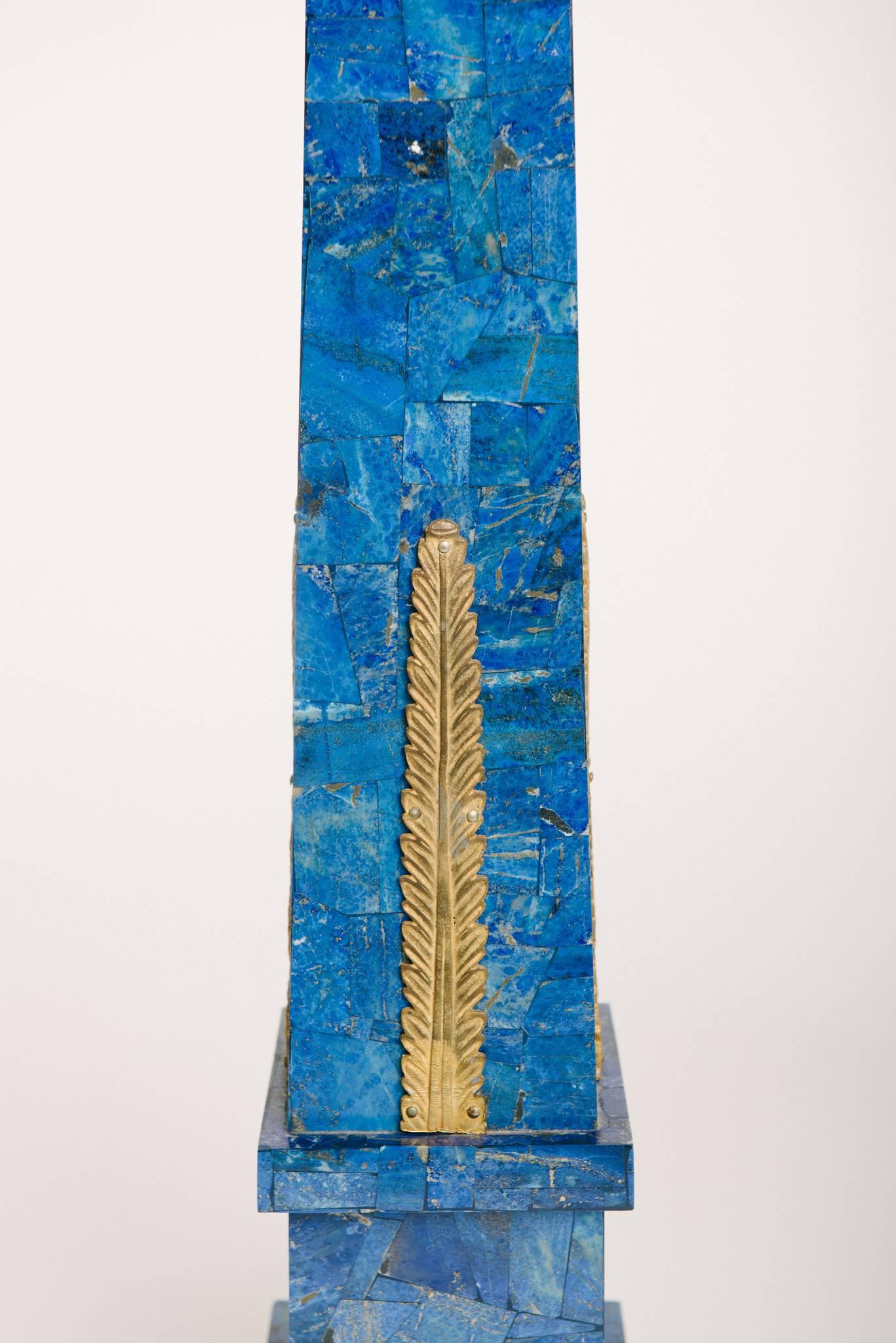 European Pair of Neoclassical Style Lapis Lazuli Obelisk