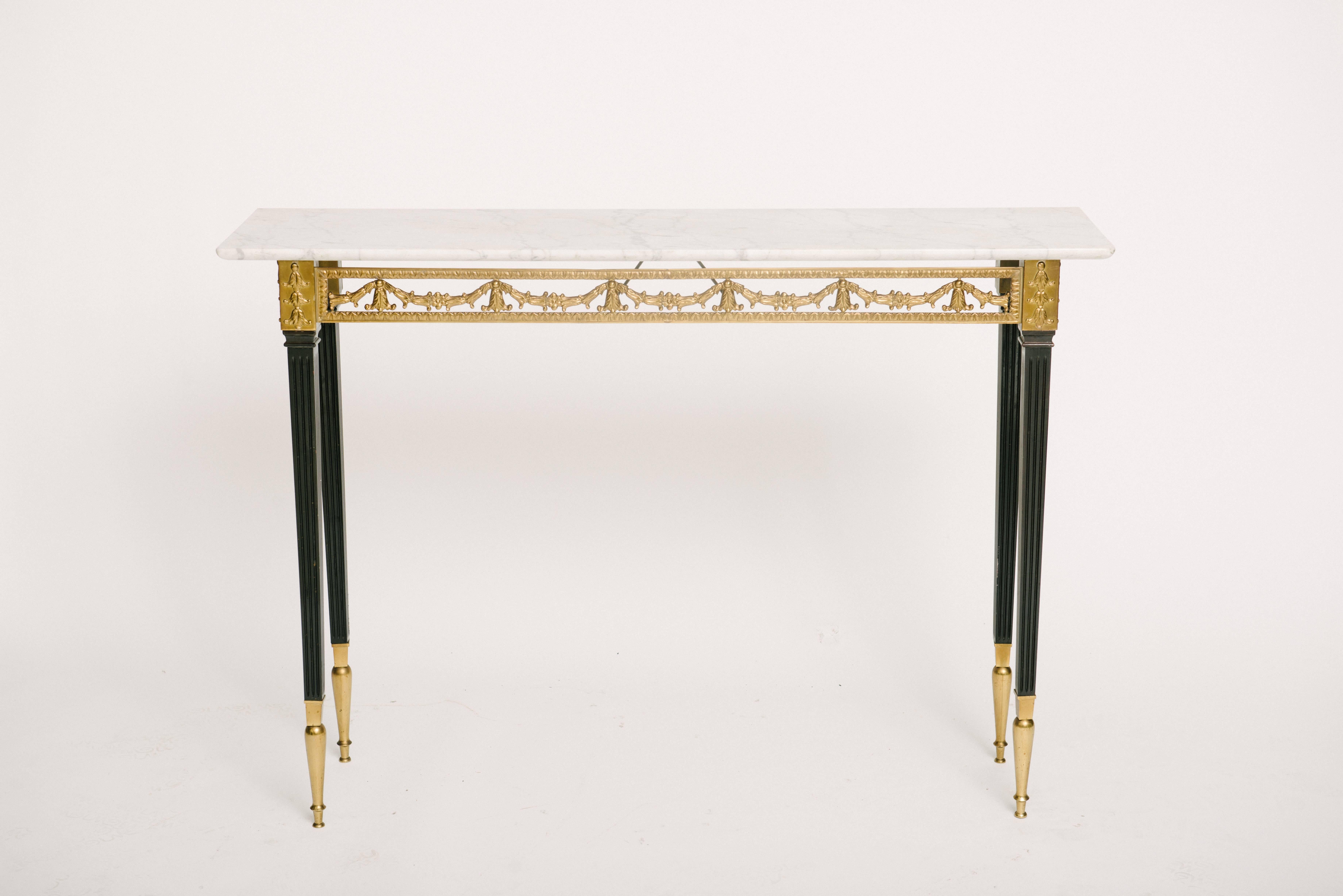 Italian Neoclassical Style Bronze Console Table with Marble Top 1