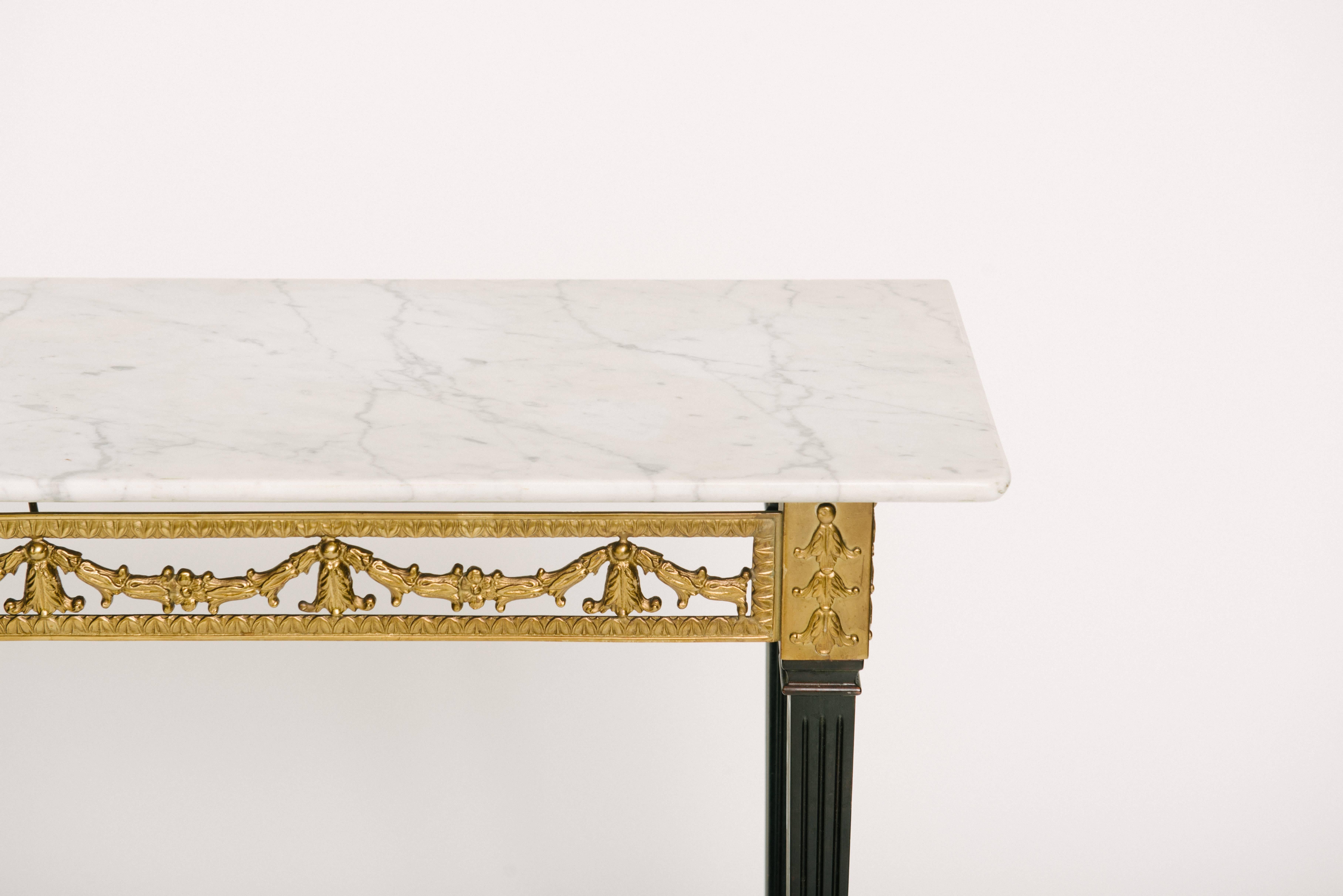 Italian Neoclassical Style Bronze Console Table with Marble Top 2