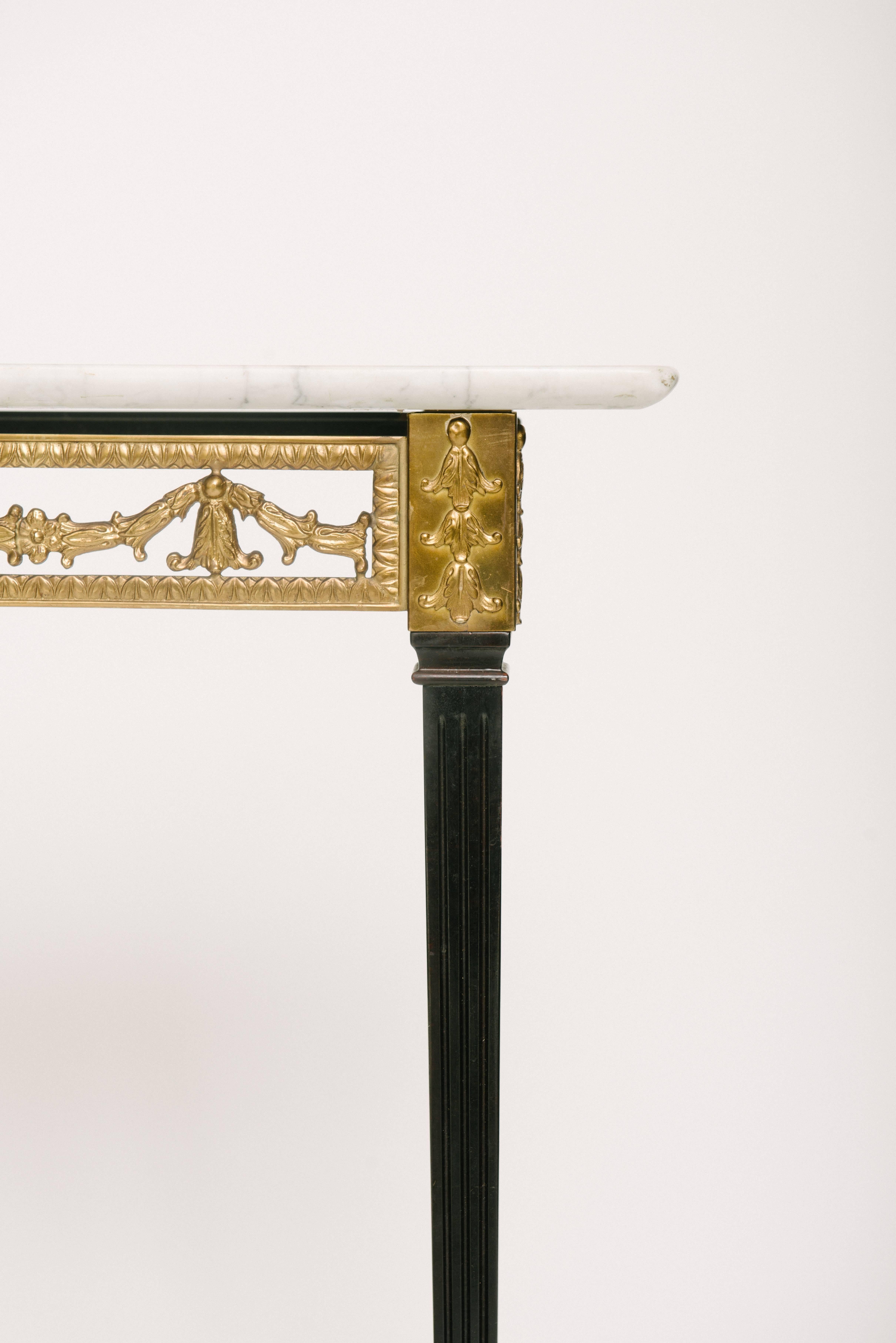 Mid-20th Century Italian Neoclassical Style Bronze Console Table with Marble Top