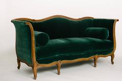 19th Century Louis XV Style Sultanes Sofa in a Dark Emerald Mohair
