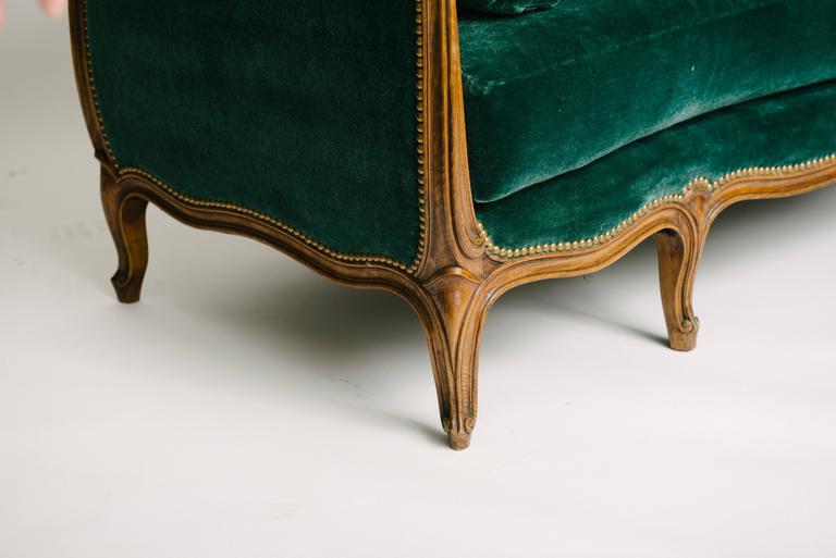 19th Century Louis XV Style Sultanes Sofa in a Dark Emerald Mohair 2