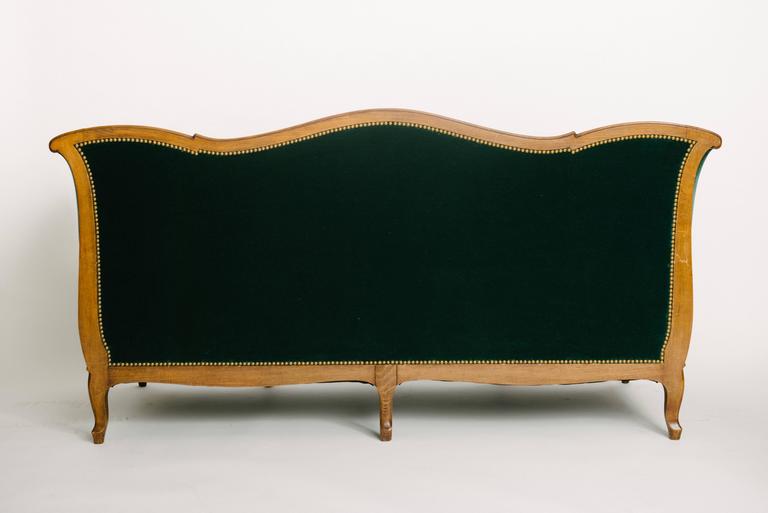 French 19th Century Louis XV Style Sultanes Sofa in a Dark Emerald Mohair