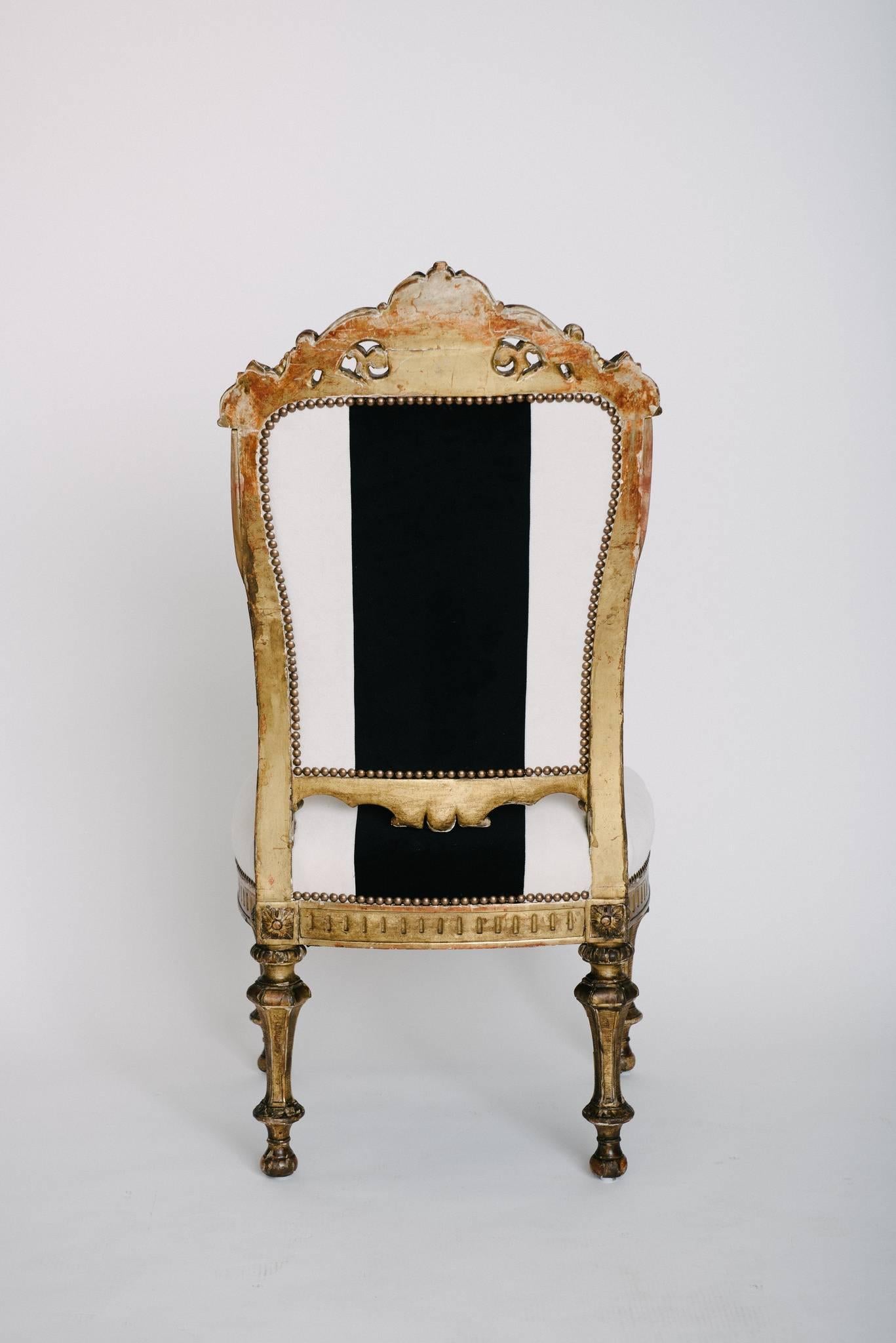 Wood 19th Century Italian Giltwood Slipper Chairs