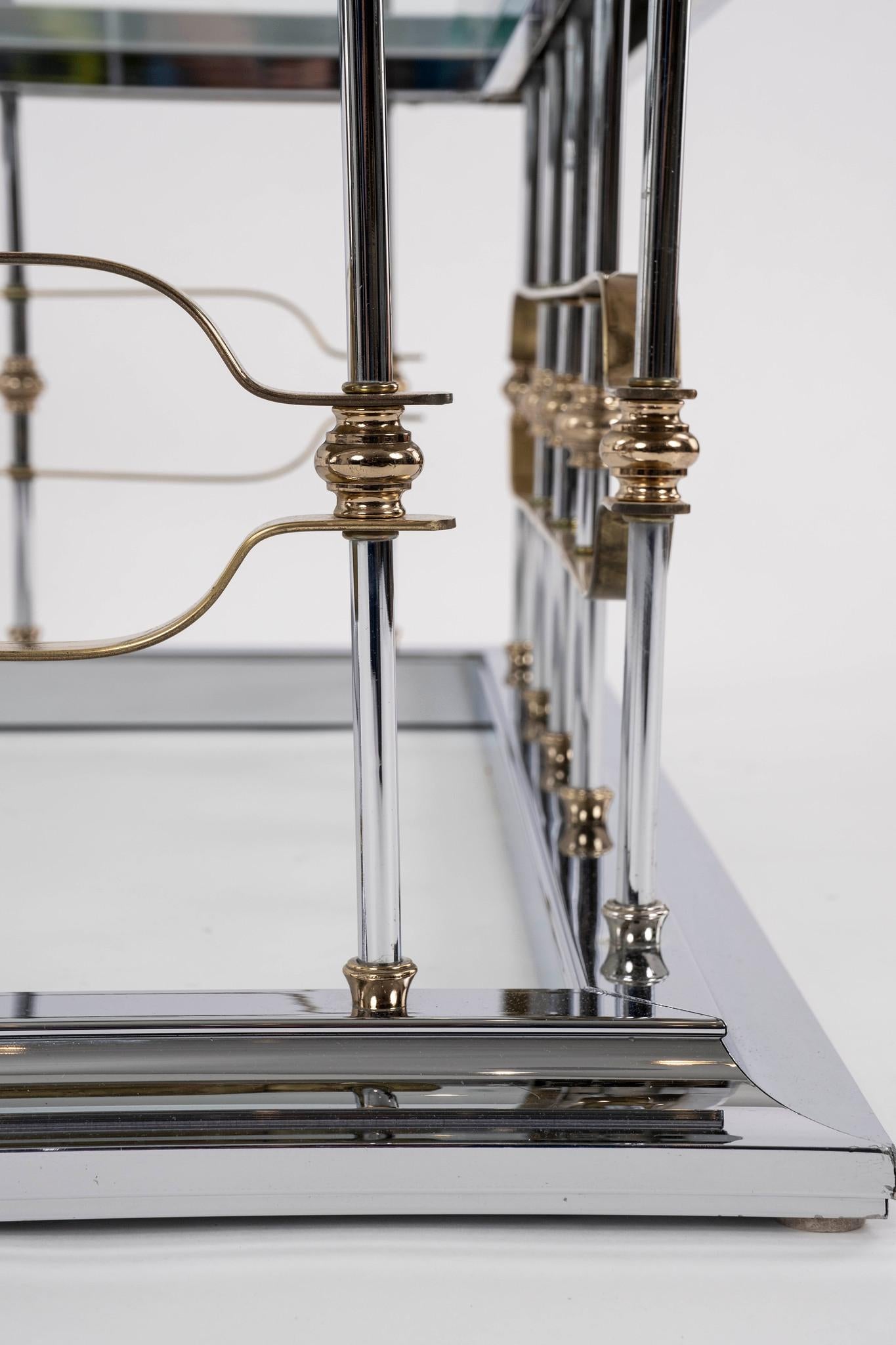Laiton Romeo Rega Style Chrome Brass & Glass Cocktail Tables en vente
