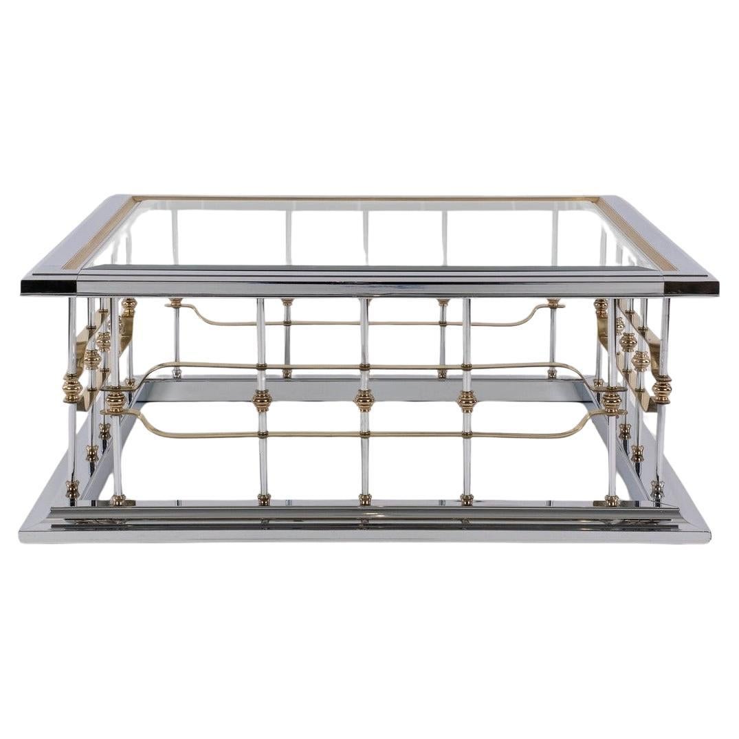 Romeo Rega Style Chrome Brass & Glass Cocktail Tables en vente
