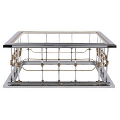 Romeo Rega Style Chrome Brass & Glass Cocktail Table