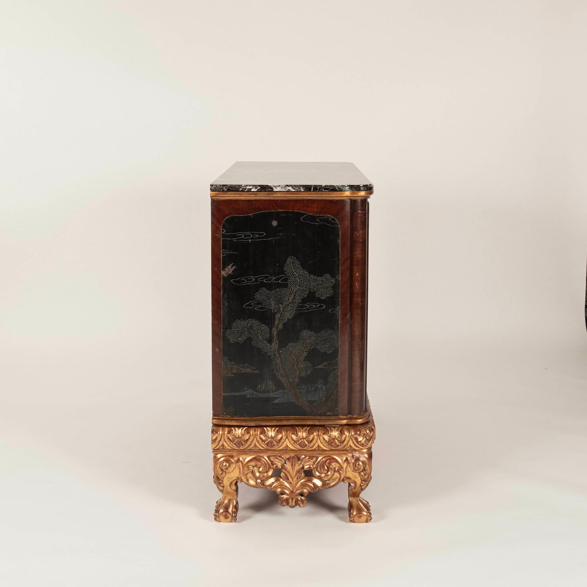 Rococo Pair Coromandel Giltwood Cabinets, circa 1920s For Sale