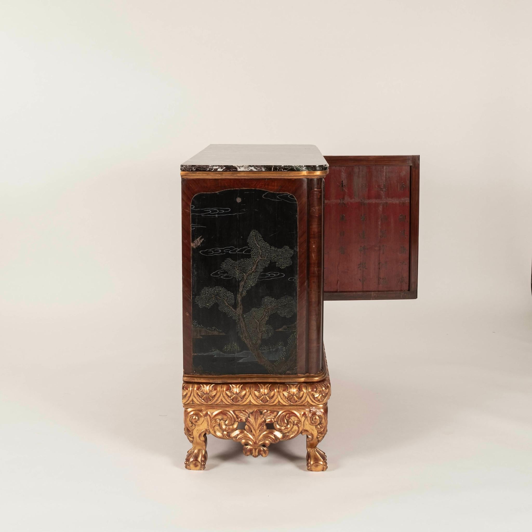 Pair Coromandel Giltwood Cabinets, circa 1920s For Sale 3