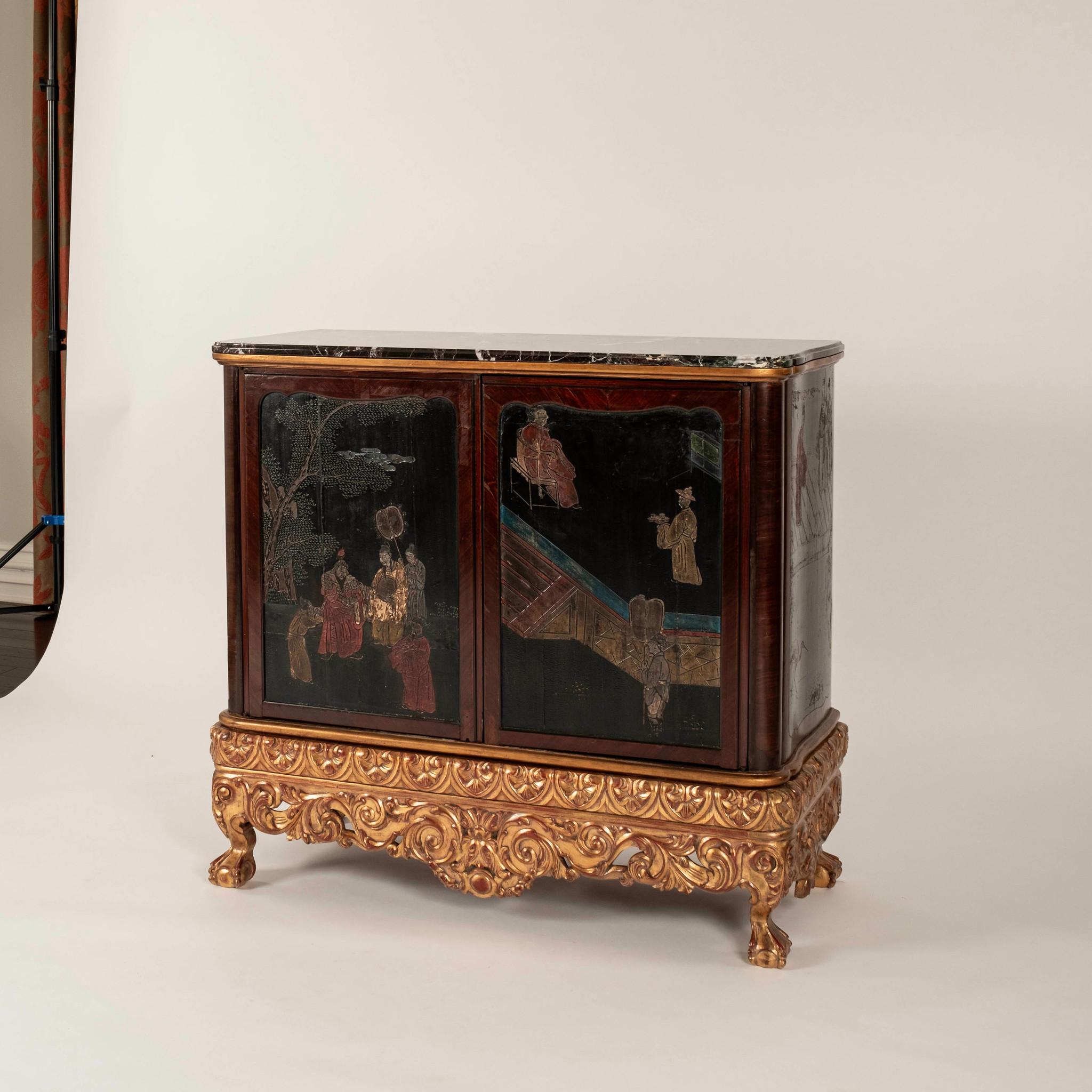 Pair Coromandel Giltwood Cabinets, circa 1920s For Sale 2