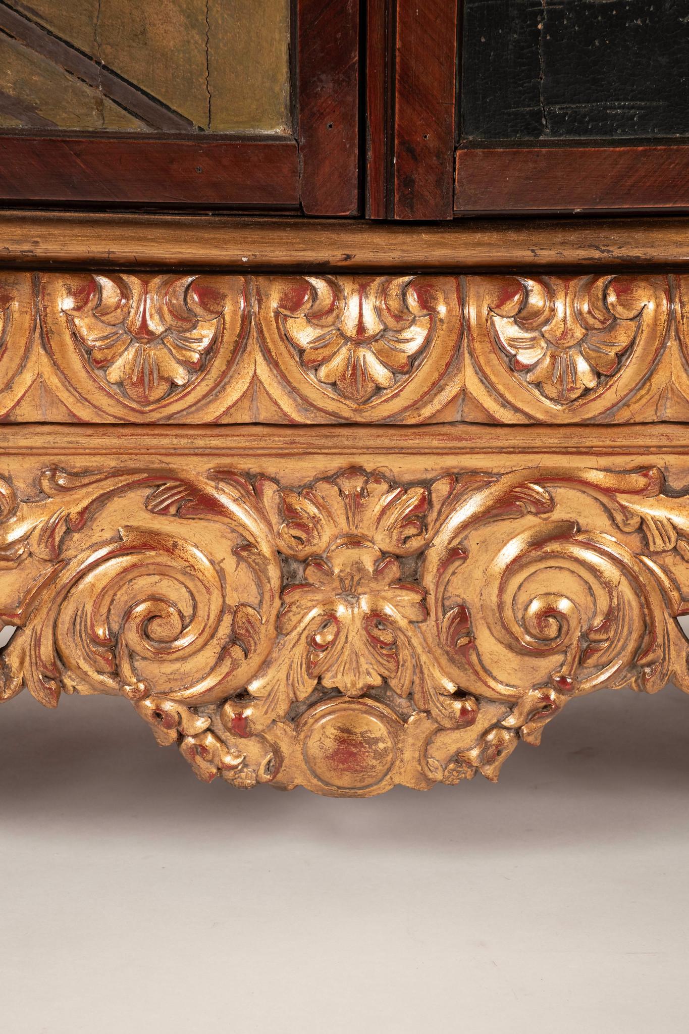 Pair Coromandel Giltwood Cabinets, circa 1920s For Sale 1
