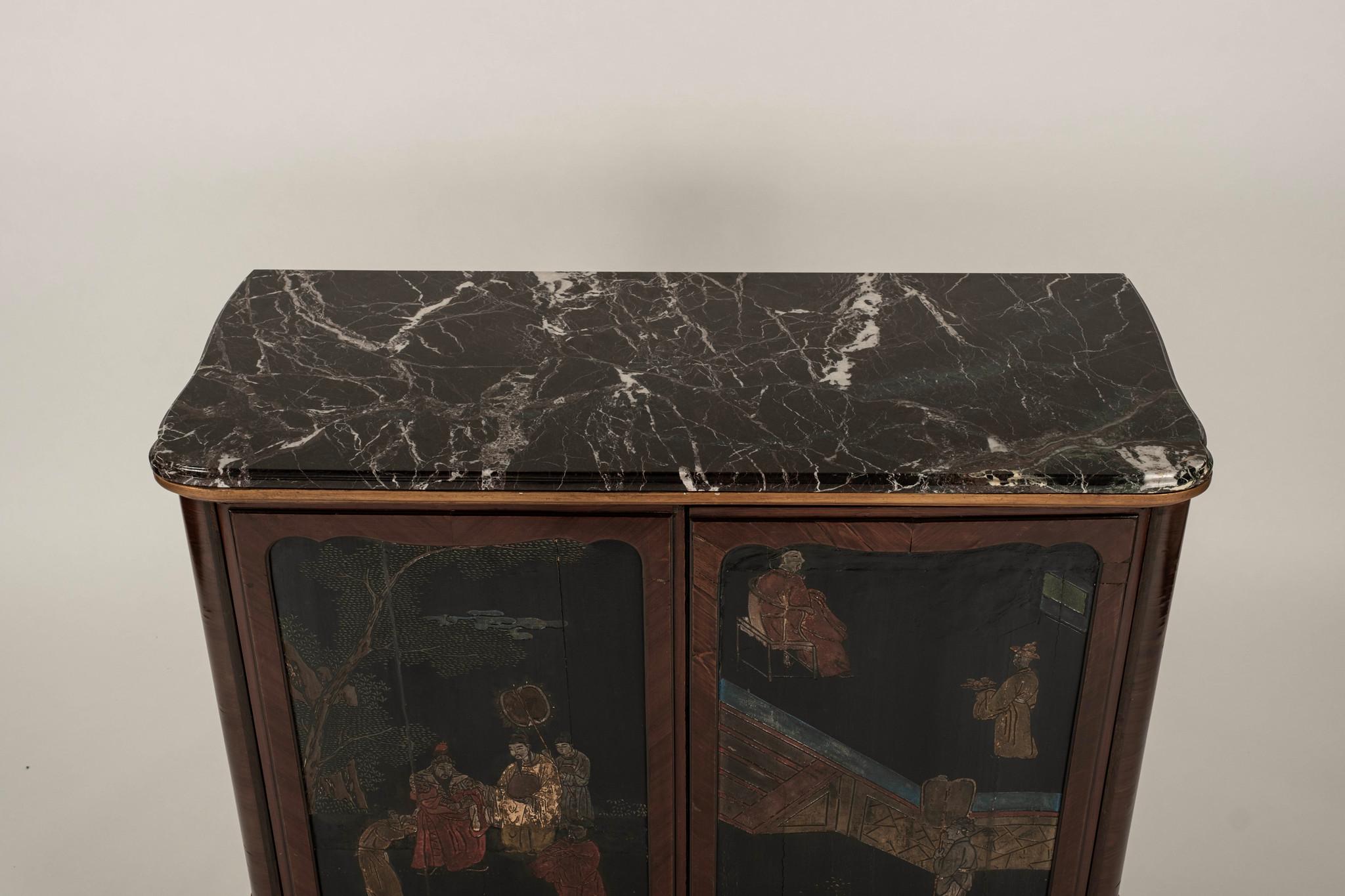 Pair Coromandel Giltwood Cabinets, circa 1920s For Sale 5