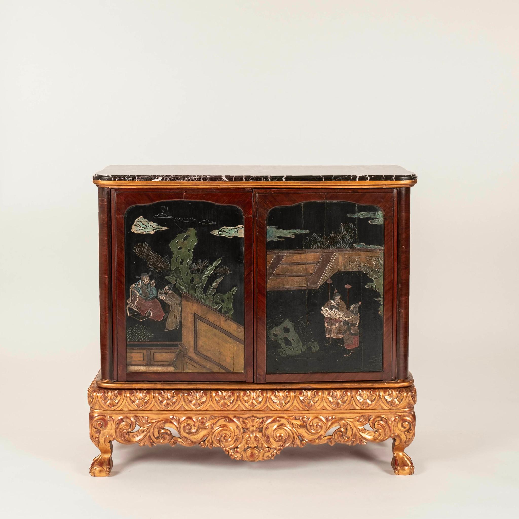 Pair Coromandel Giltwood Cabinets, circa 1920s For Sale 13