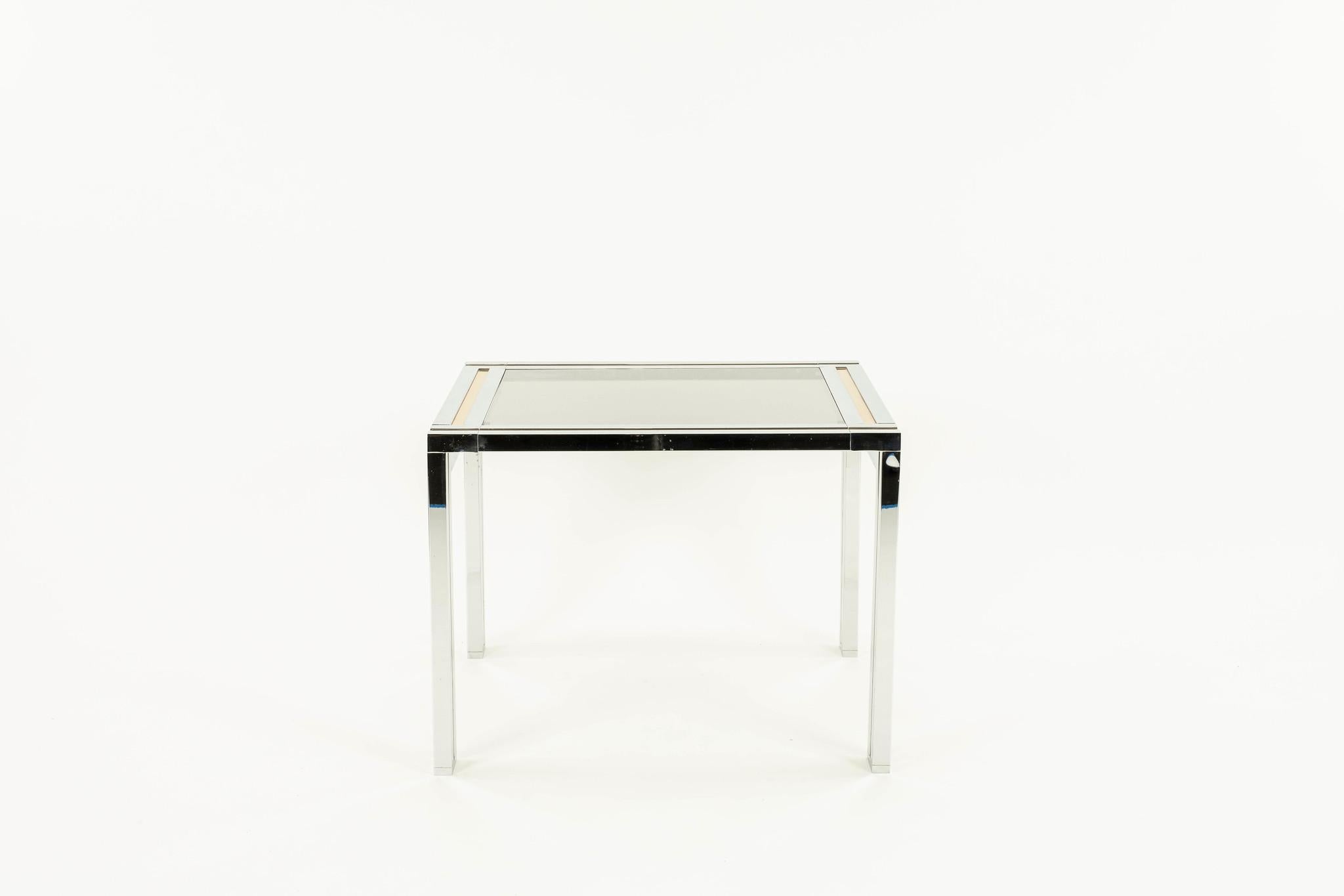 Pair Brass Chrome and Glass Side Tables in the style of Willy Rizzo For Sale 4