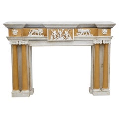 Monumental 19th Century Neoclassical George III Style Marble Fireplace Mantle