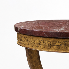 19th Century Neoclassical Giltwood & Rouge Marble Goat Leg Center Table