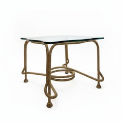 1970s Emilio Rey Gilt Bronze Cord Rope Side Table
