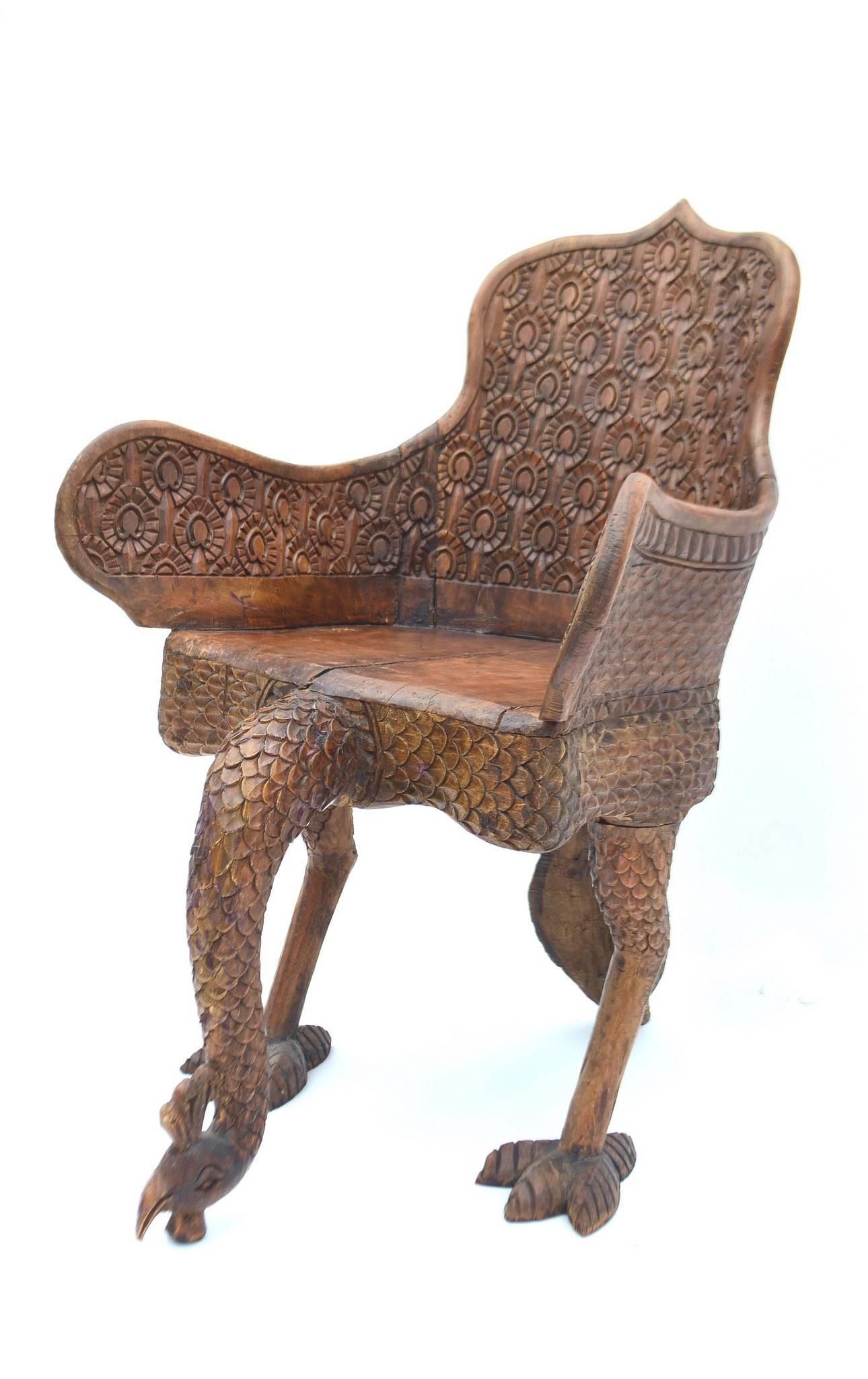 wooden peacock chair