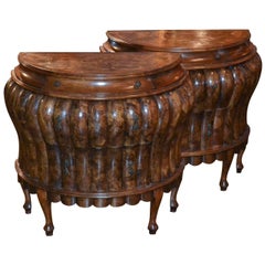 Great Pair of Italian Bombe Side Tables