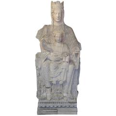 19th Century French Plaster of Virgin and Child 5