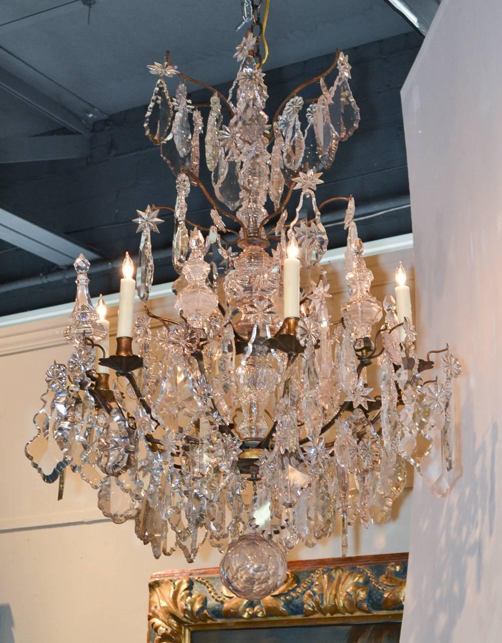 Nice Quality French Bronze and Crystal Chandelier 3