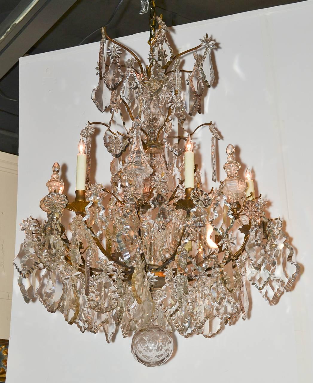 19th Century Nice Quality French Bronze and Crystal Chandelier