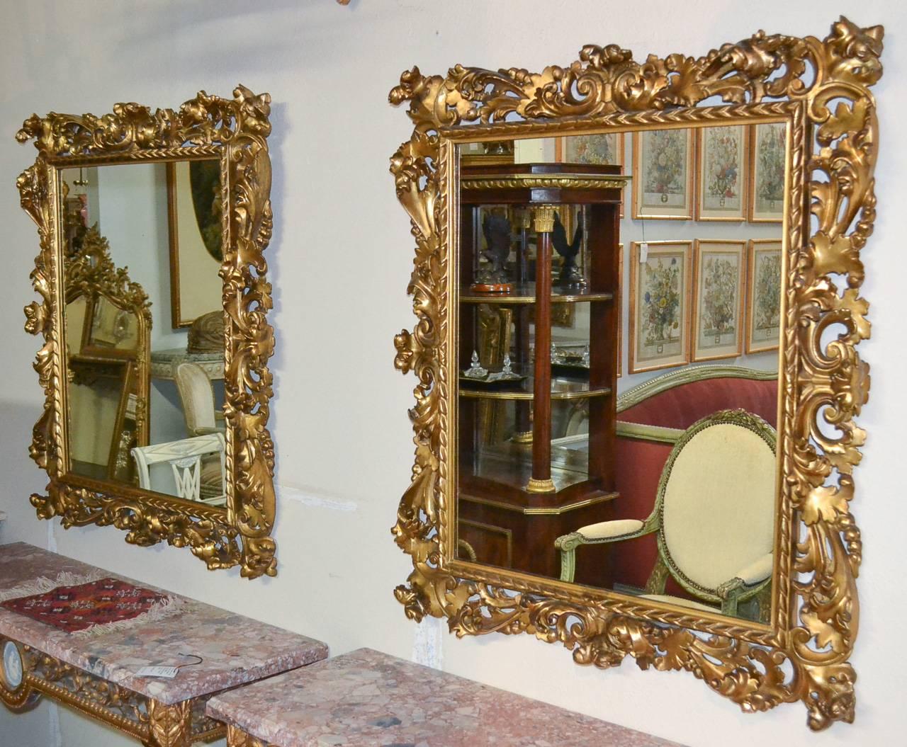 Superb 19th Century Pair of Italian Florentine Mirrors For Sale 3