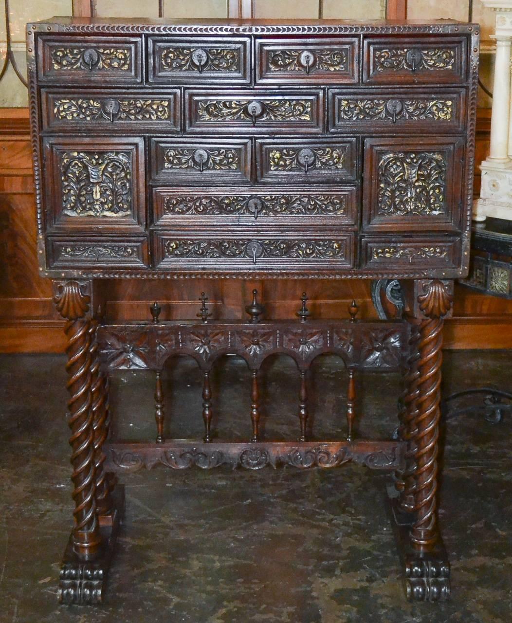 18th Century Spanish Carved Vargueno 1