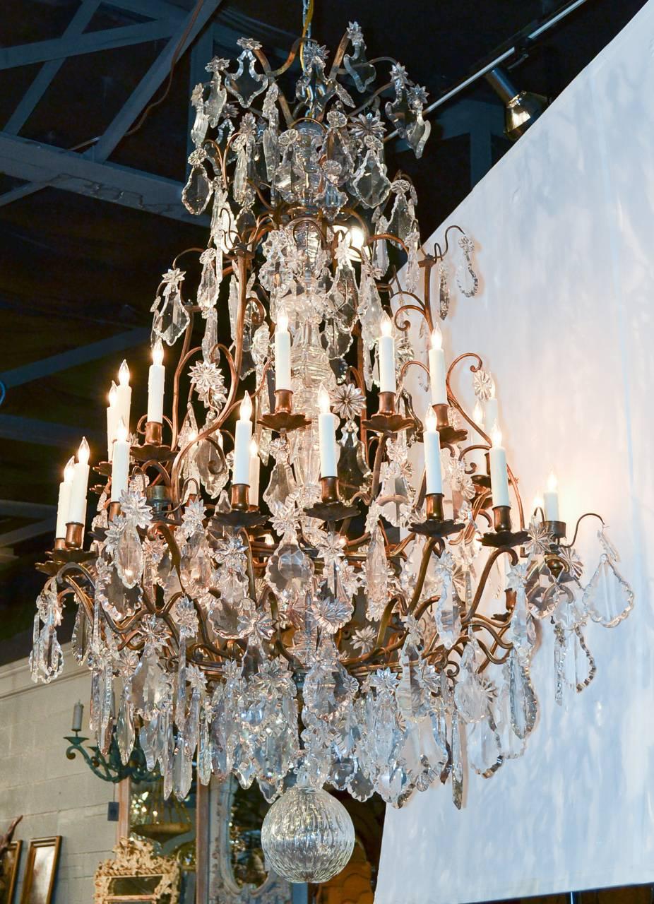 Monumental French Bronze and Crystal Thirty-Five-Light Chandelier 4
