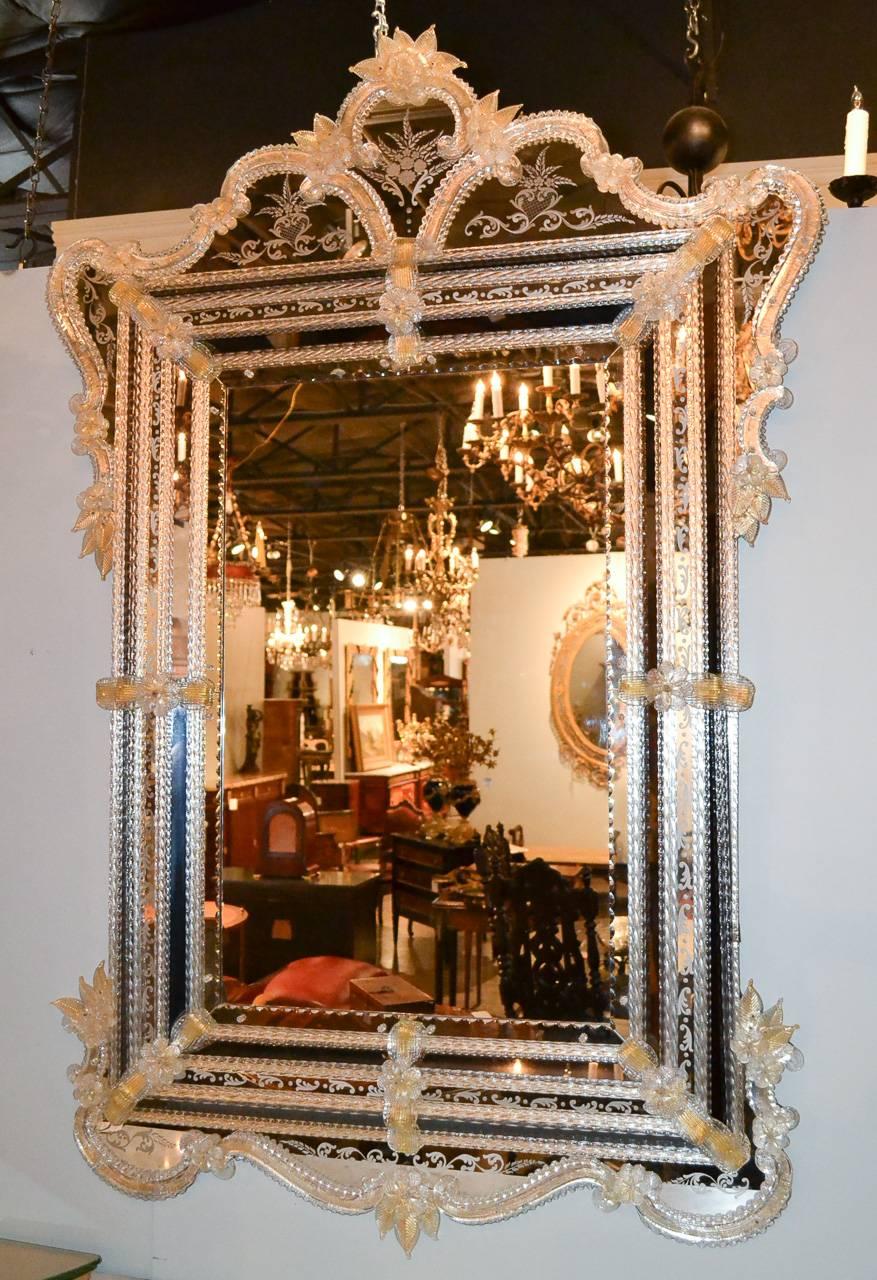 Beautiful Venetian Etched Glass Mirror 2