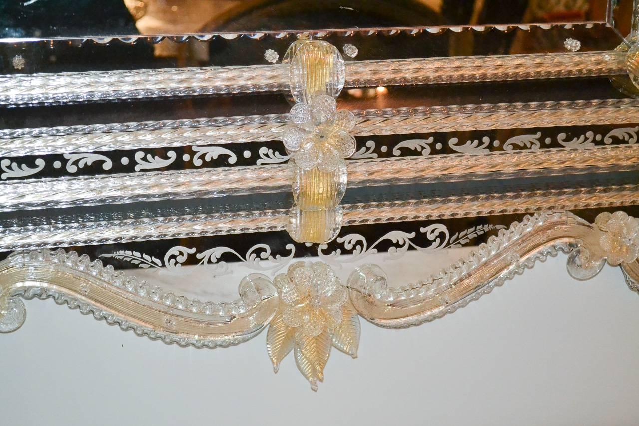 Beautiful Venetian Etched Glass Mirror 1