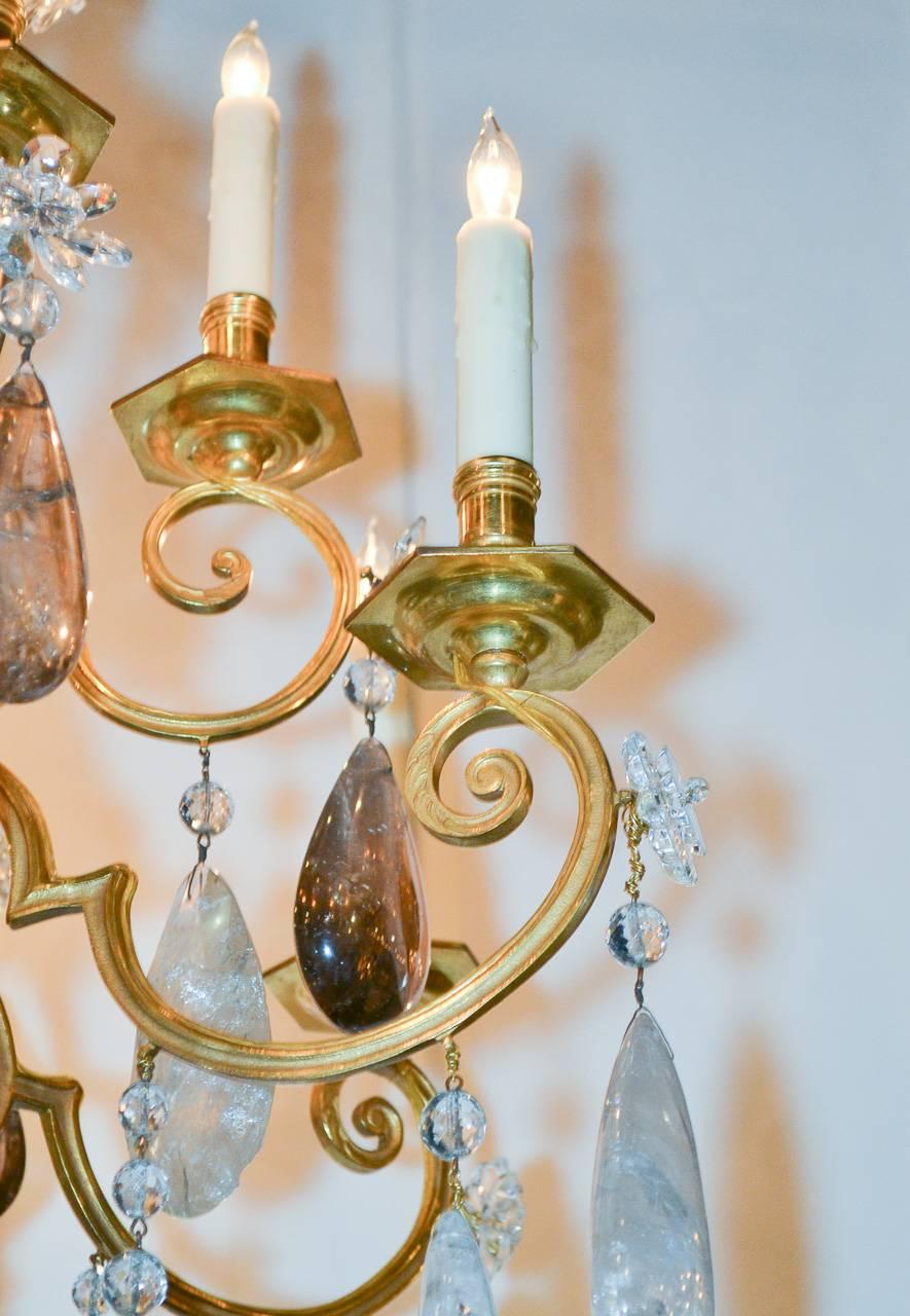 Gilt Fine 19th Century French Rock Crystal Chandelier For Sale
