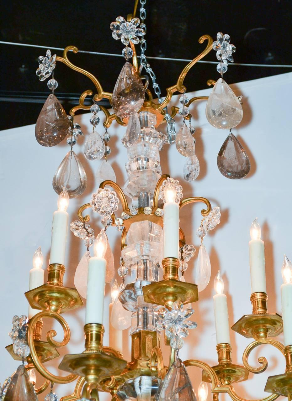 Bronze Fine 19th Century French Rock Crystal Chandelier For Sale