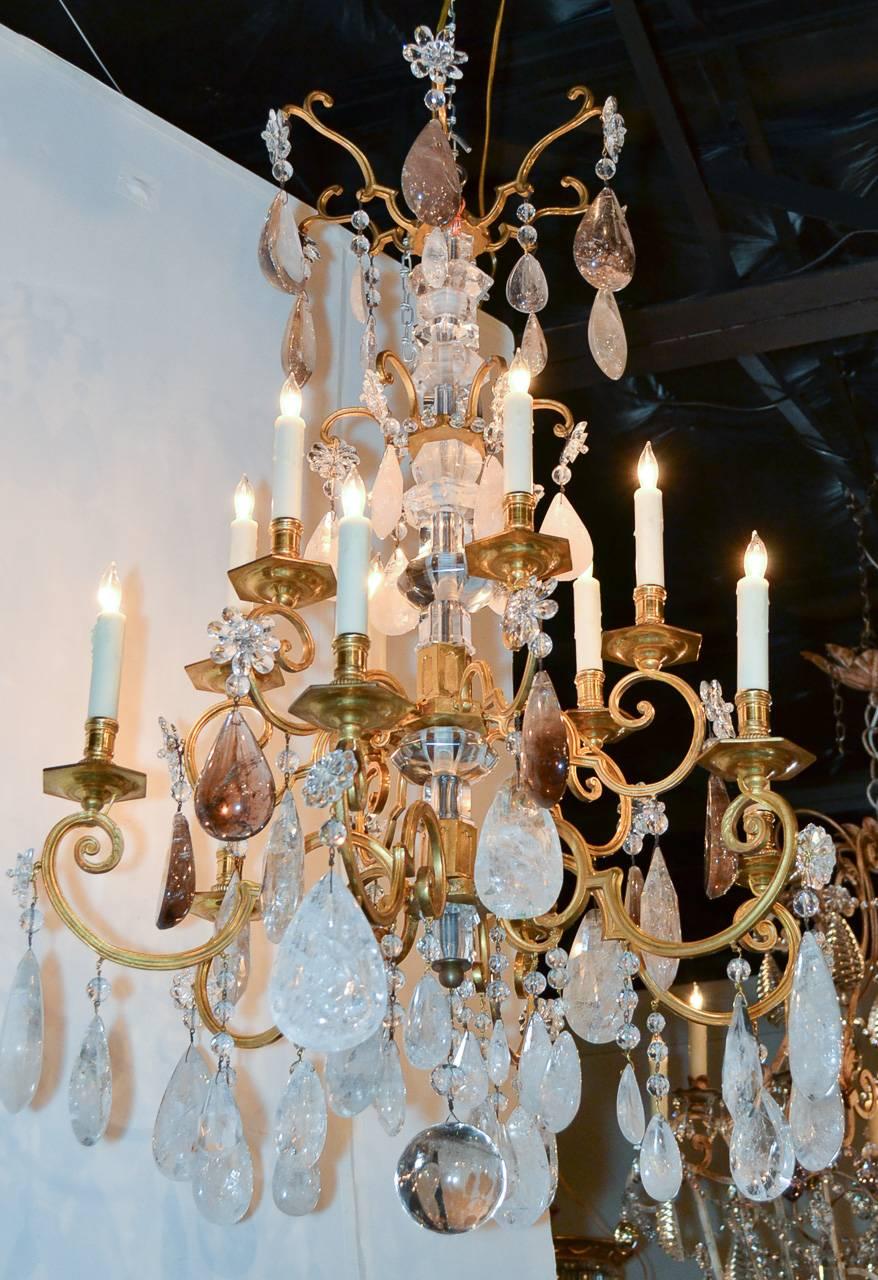Fine 19th Century French Rock Crystal Chandelier In Good Condition For Sale In Dallas, TX