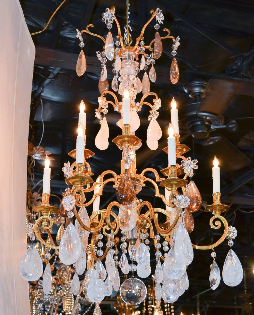 Fine 19th Century French Rock Crystal Chandelier For Sale 5