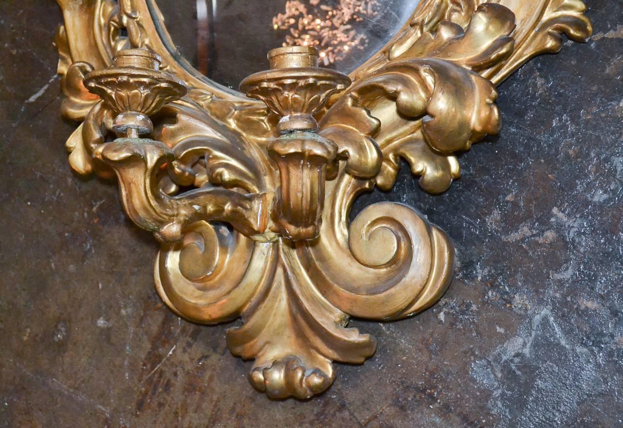 Early 19th Century Pair of Italian Baroque Giltwood Mirrors In Good Condition In Dallas, TX