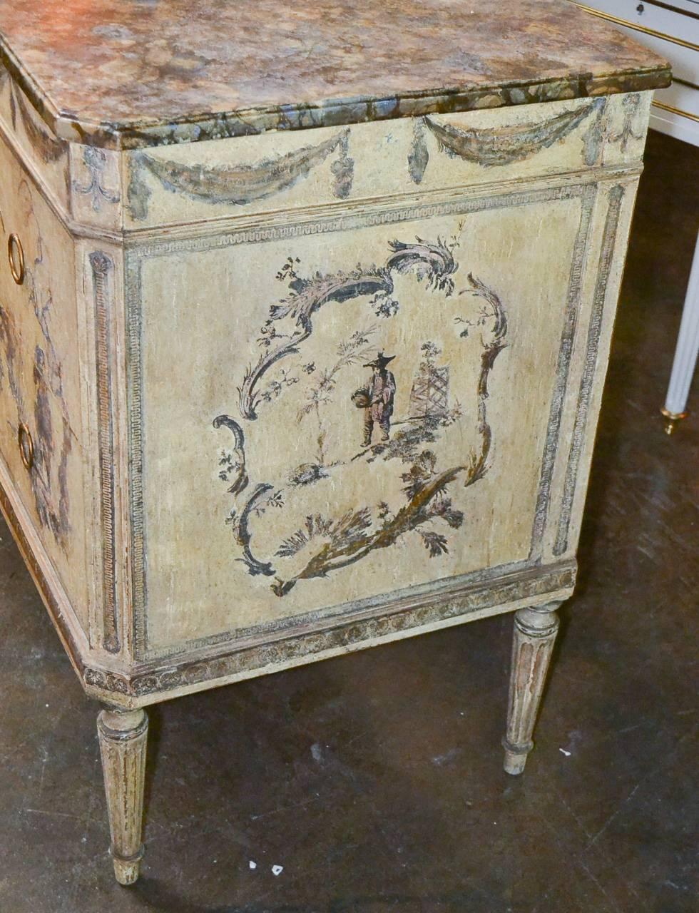 Mid-20th Century Italian Louis XVI Painted and Decoupage Commode