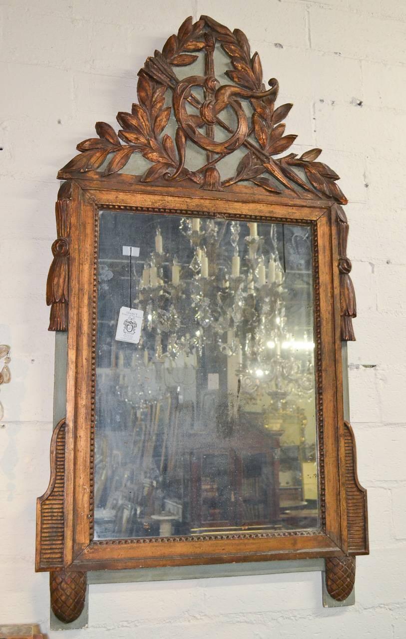Mercury Glass 19th Century Italian Carved Mirror For Sale