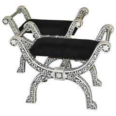 Unusual Pair of Syrian Savonarola Benches 4