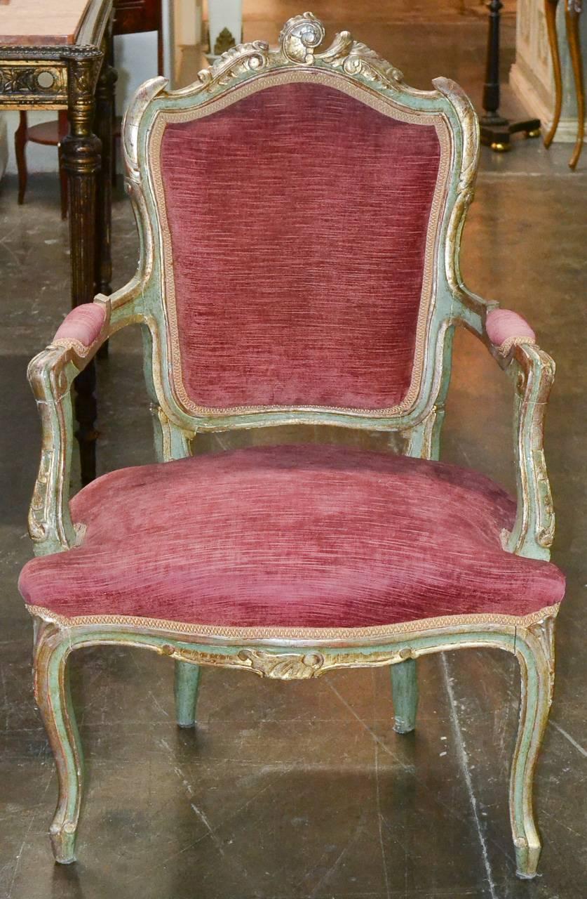 19th Century Pair of Italian Armchairs In Good Condition In Dallas, TX