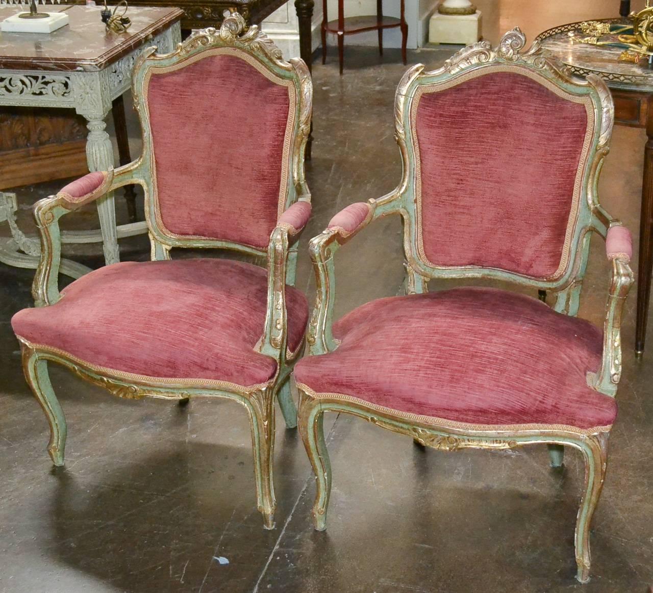 19th Century Pair of Italian Armchairs 1