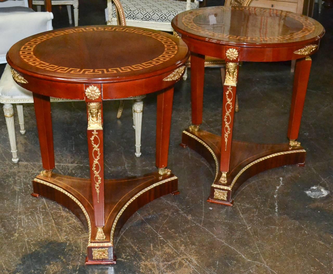 Late 20th Century Nice Pair of Italian Empire Side Tables
