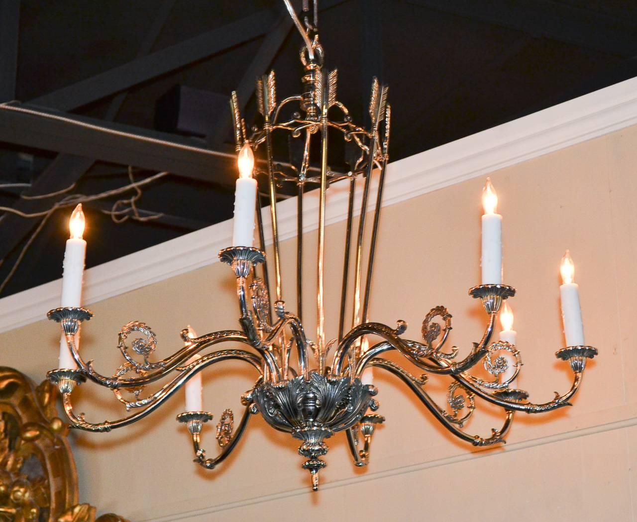 French Silvered Directoire Chandelier 1