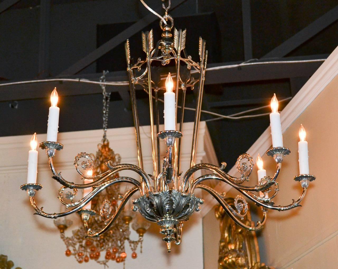 Early 20th Century French Silvered Directoire Chandelier