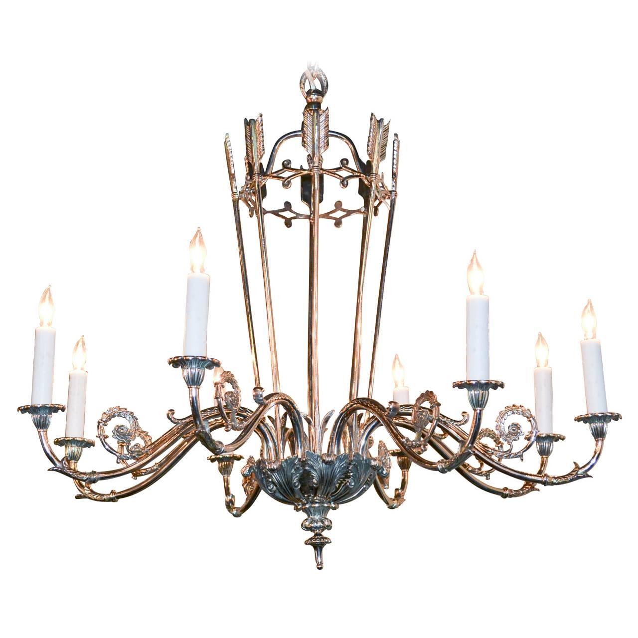 French Silvered Directoire Chandelier