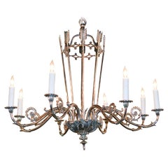 Lampadario francese argentato del Direttorio
