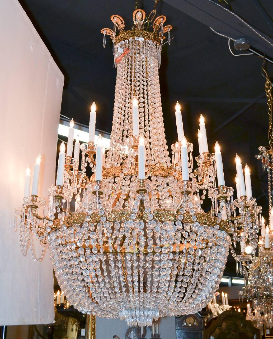 Early 20th Century Impressive French Basket Form Chandelier