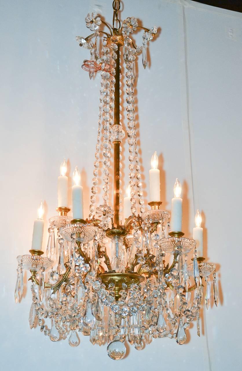 Gilt 19th Century French Baccarat Chandelier